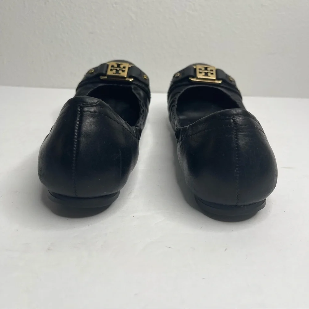 Tory Burch Black Ambrose Mestico Finni Leather Ballet Flat Size 5.5 Classic